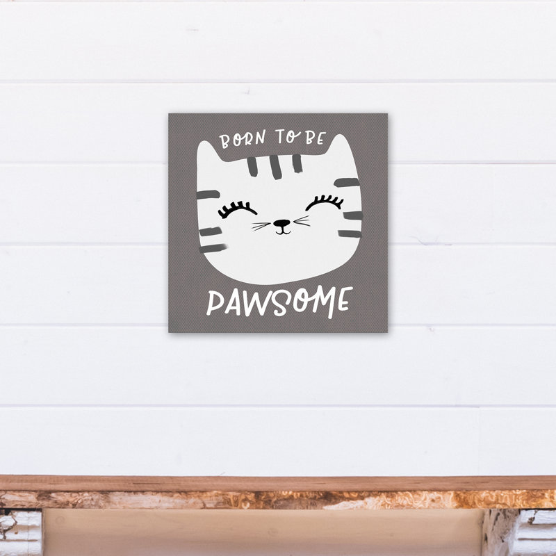 Art de toile de pawsome né pour be Tig, H 16 po x l 16 po x P 1,25 po, Gris