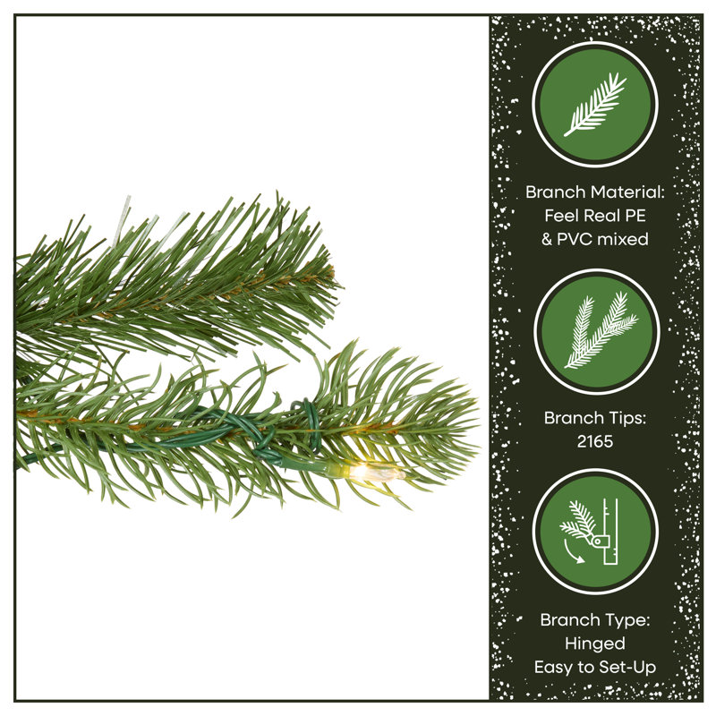 Downswept Douglas Green Fir Artificial Christmas Tree with Color + Clear Lights, 12'