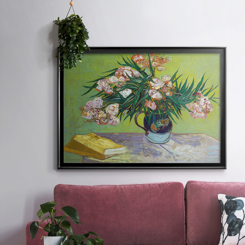 Oleanders, reproduction d'art sur toile, H 26 po x l 38 po x P 1,5 po, Noir