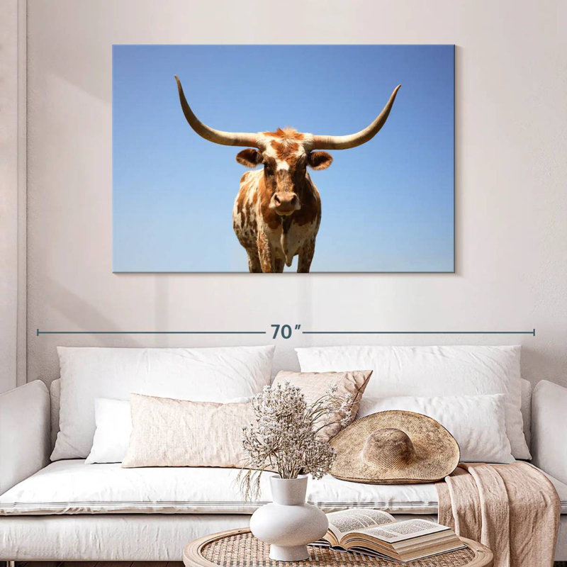 Longhorn Cattle Portrait, 32" H x 48" W