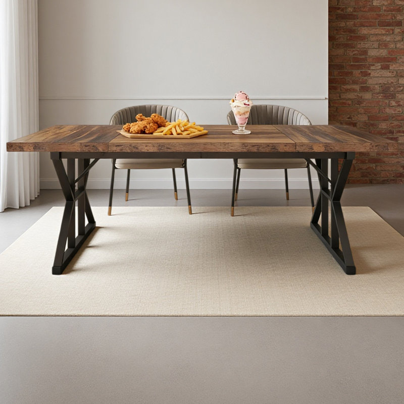 Kitchen Table,Rustic Dining Table,Modern Conference Table, Brown, Black