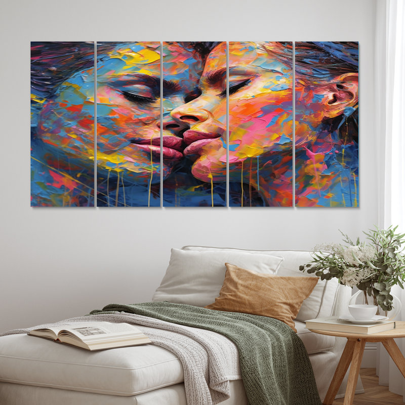 Female Soft Embrasse III - Portrait Canvas Print - 5 Equal Panels