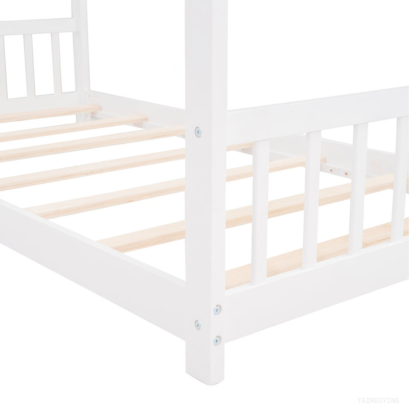 House Bed Wood Bed, Twin, White