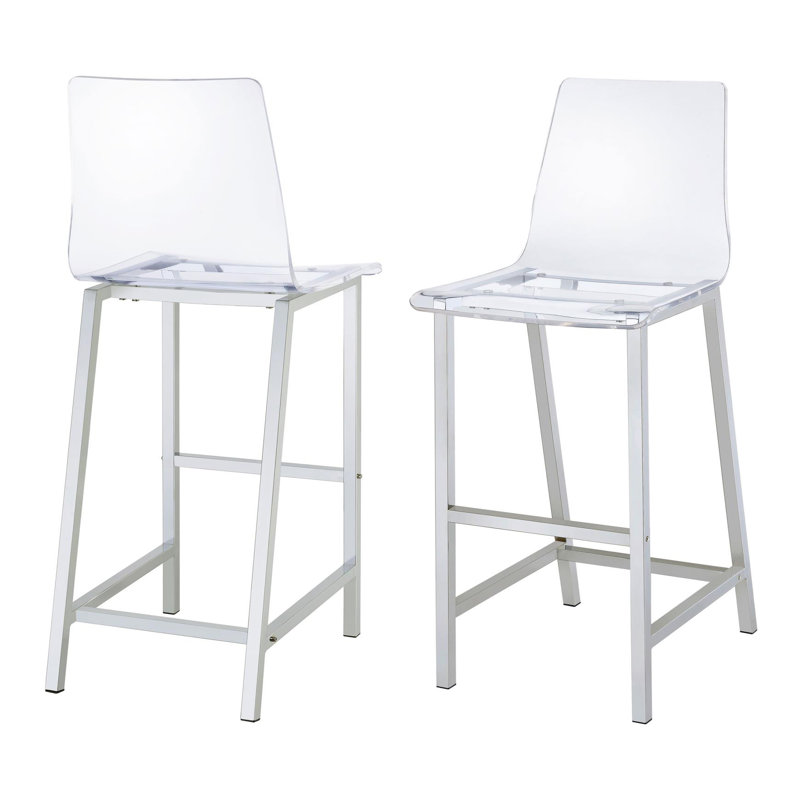 Selmir Stool in Chrome and Clear, Bar Stool (30.5” Seat Height)