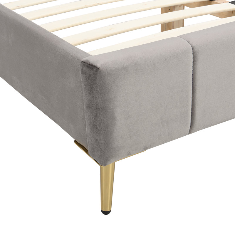 Leia Upholstered Bed, Grey, Kingsize (5')