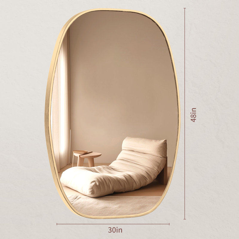 Miroir de salle de bain ovale, H 48 po x l 30 po, Or brossé