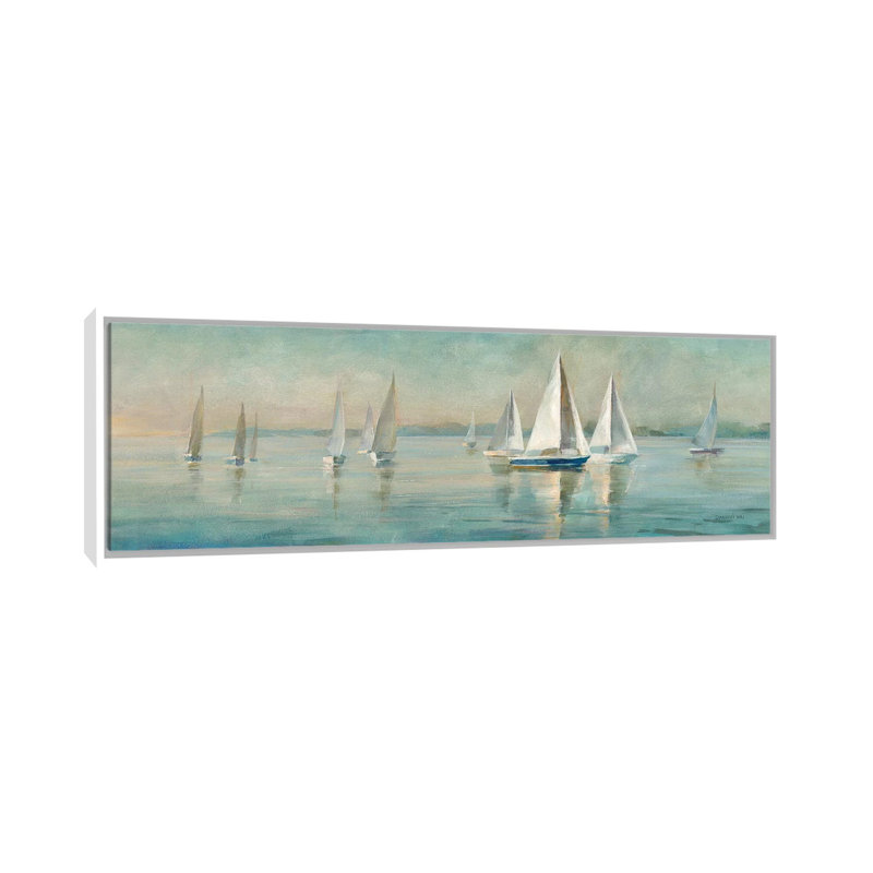 Voiliers au lever du soleil par Danhui Nai - reproduction d'art sur toile, H 20 po x l 60 po x P 1,5 po
