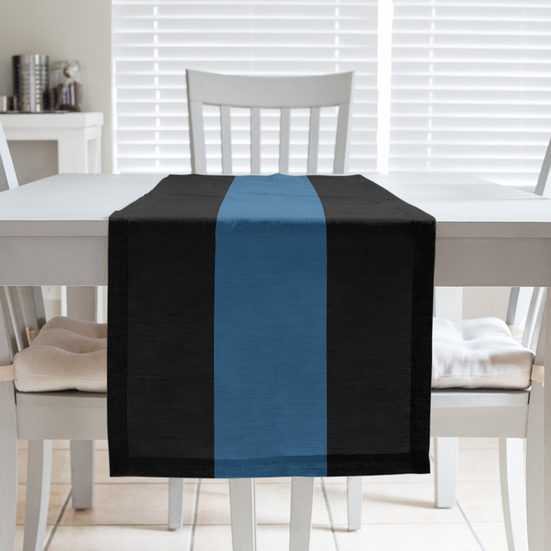 Chemin de table Boston, 72 po x 16 po, Mélange de coton, Colorado, noir / bleu / noir