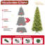 Arbre de Noël mince 6 pi avec 300 lumières DEL blanc chaud, 850 pointes en PE + PVC, conception à charnières peu encombrante, installation facile, support en métal robuste pour les petits espaces-1354249496