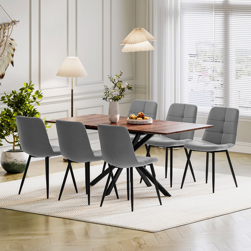 6 - Person Drop Leaf Dining Set, Brown, Grey