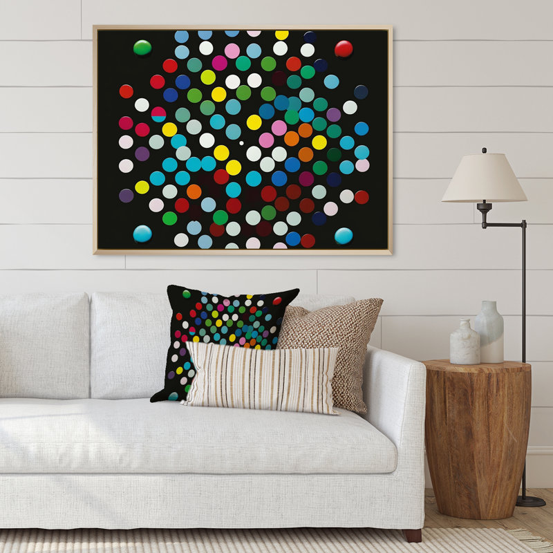 «Color Coding Circular géométrie sur fond noir», reproduction sur toile géométrique abstraite, H 34 po x l 44 po x P 1,5 po