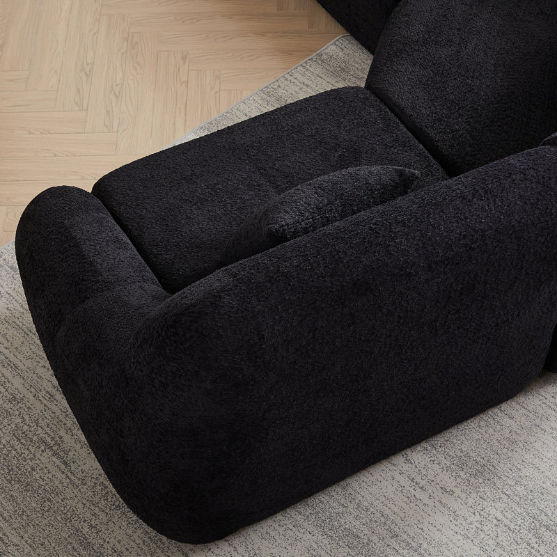 Canapé modulaire incurvé de luxe 123,2 pouces, canapé modulaire Chenille Cloud, Tissu - Noir