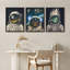 «Astronaut Cat Space», ensemble de 3 impressions murales encadrées «Cosmic Sci-Fi Astronaut» pour la chambre à coucher ou la salle de jeux-119347124-119347126