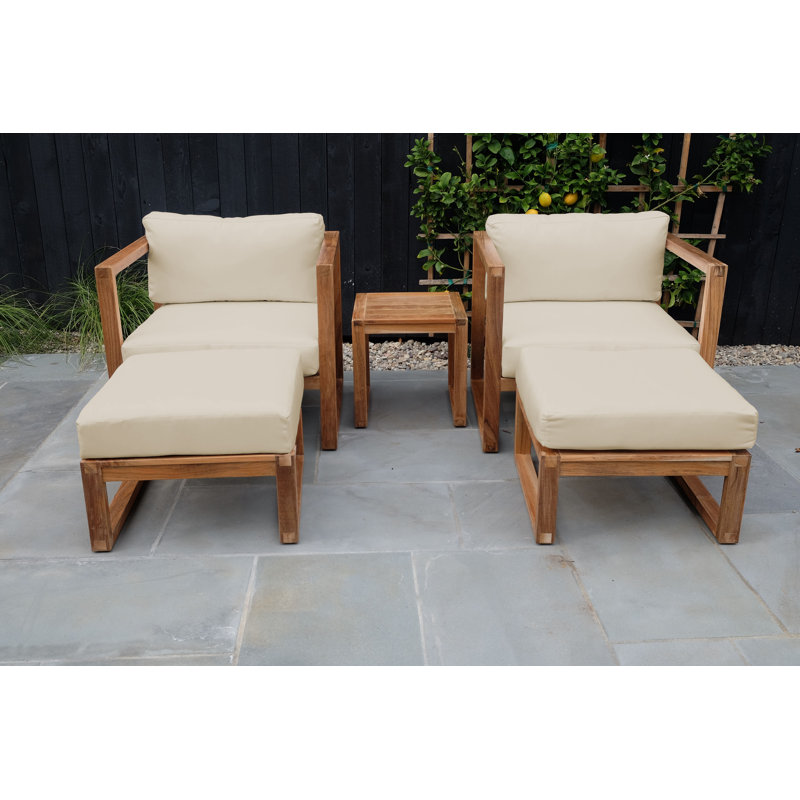 Ensemble de conversation en teck avec coussins Sunbrella, Taupe