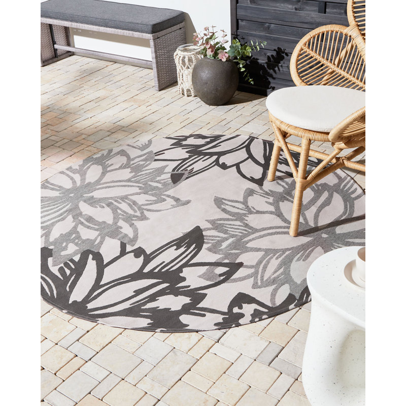Outdoor Rug SOLAPUR Grey, Round 190 cm