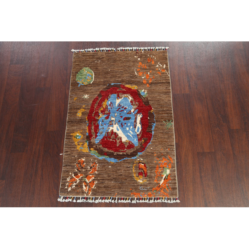 Modern Abstract Wool Rug 3x4