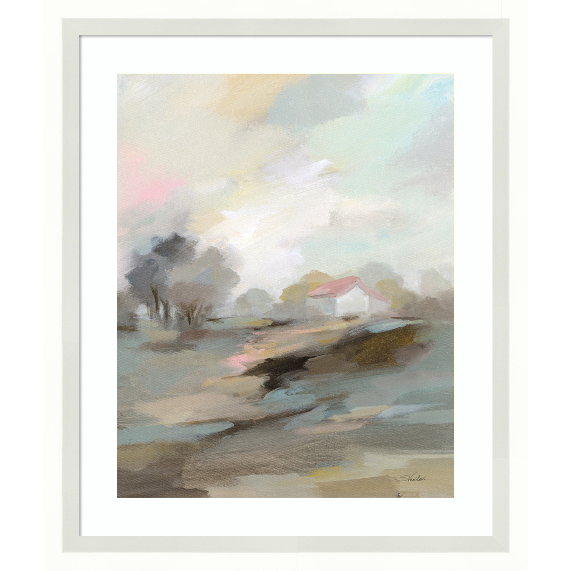 Farm In April by Silvia Vassileva, White, 11" W x 13" H