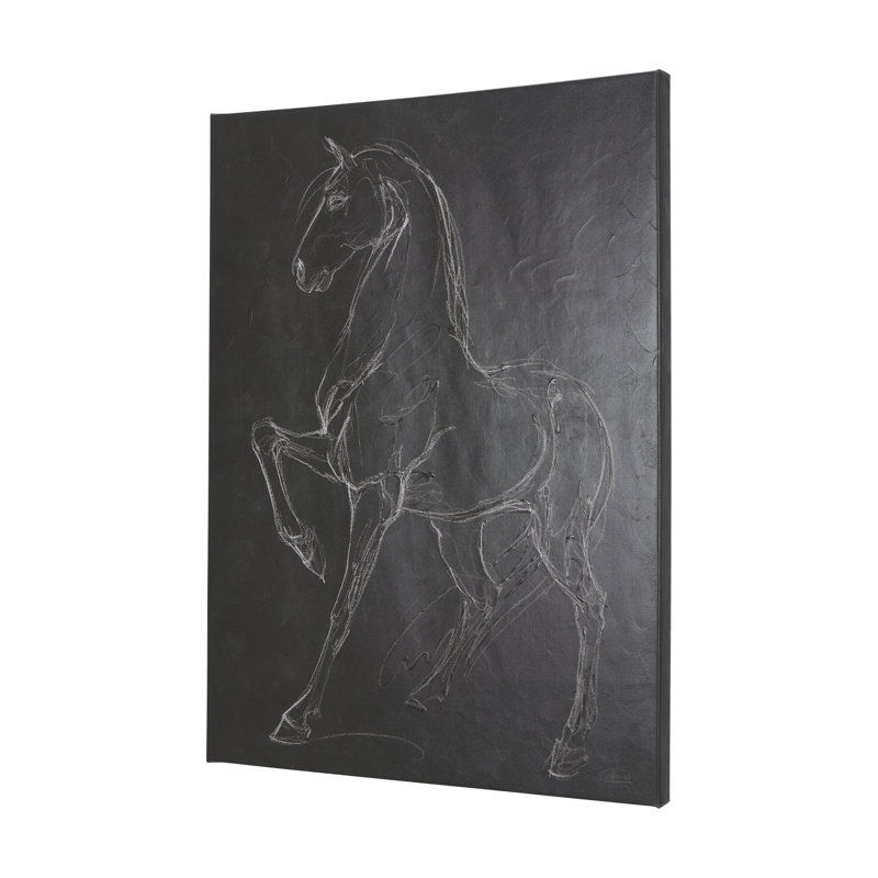 Cheval IV sur toile texturée embellie à la main, H 56 po x l 42 po x P 1,5 po