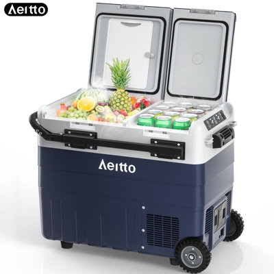 Electric Cooler, Aeitto 32QT Portable Car Refrigerator Frezzer with Dual Zone&Independent Temperature Control,  Electric Compressor Cooler for Car, Outdoor