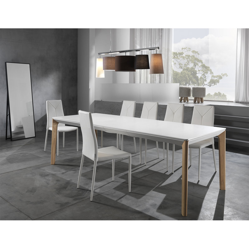 Dabbs Solid Wood Base Dining Table, Oak, White
