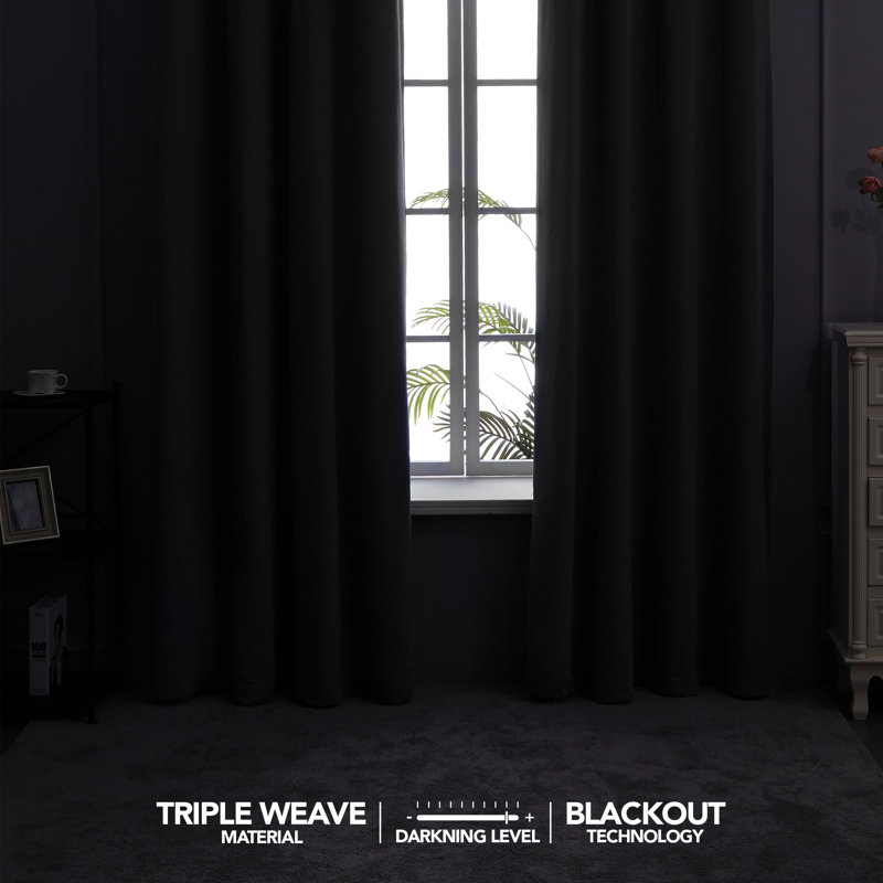 Harjot Room Darkening Curtain Pair, 52" W x 63" L, Black