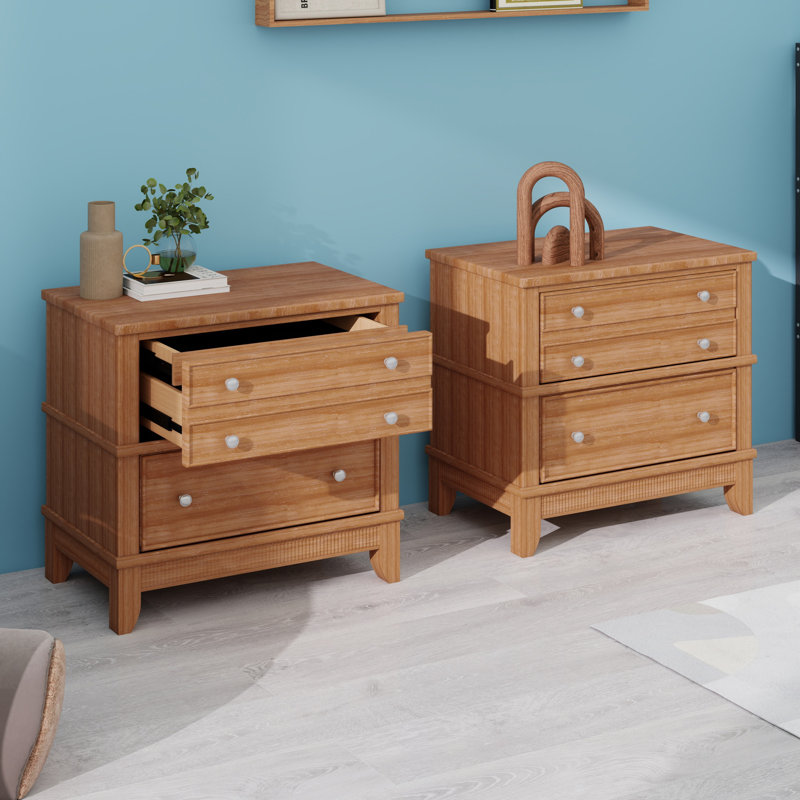 Hazel 3-Drawer Hazel 3-Drawer Side Table For Living Room, Hallway, Entryway, Set Of Two