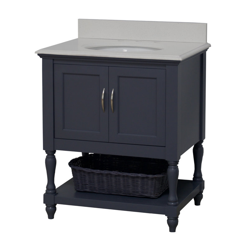 Charcoal Gray 30'' Single Bathroom Vanity with Quartz Top