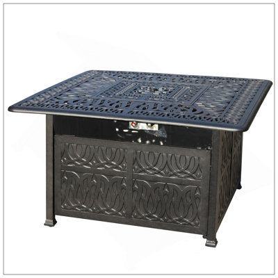 Table carrée en fonte d'aluminium 44 po avec verre et couvercle