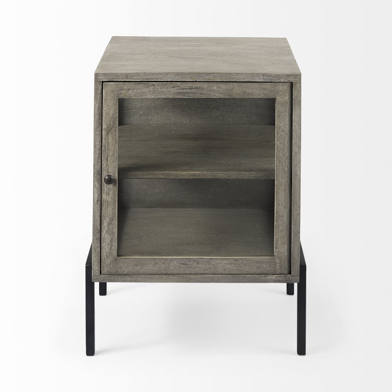 Table de chevet en bois massif Warner, Gris