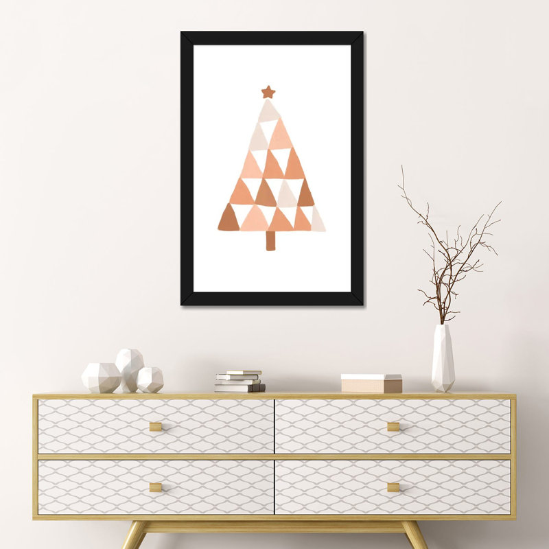 Arbre de Noël pastel par Orara studio-reproduction d’art, H 24 po x l 16 po x P 1 po, Papier encadré noir, Blanc