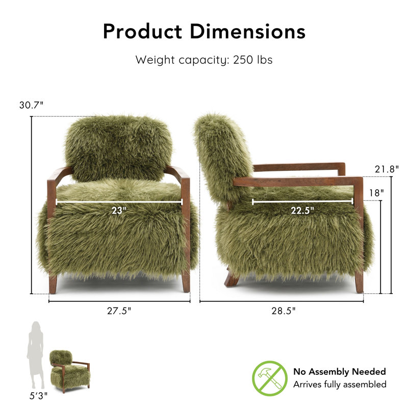Tilton Soft Long-Haired Upholstered Accent Chair, Green