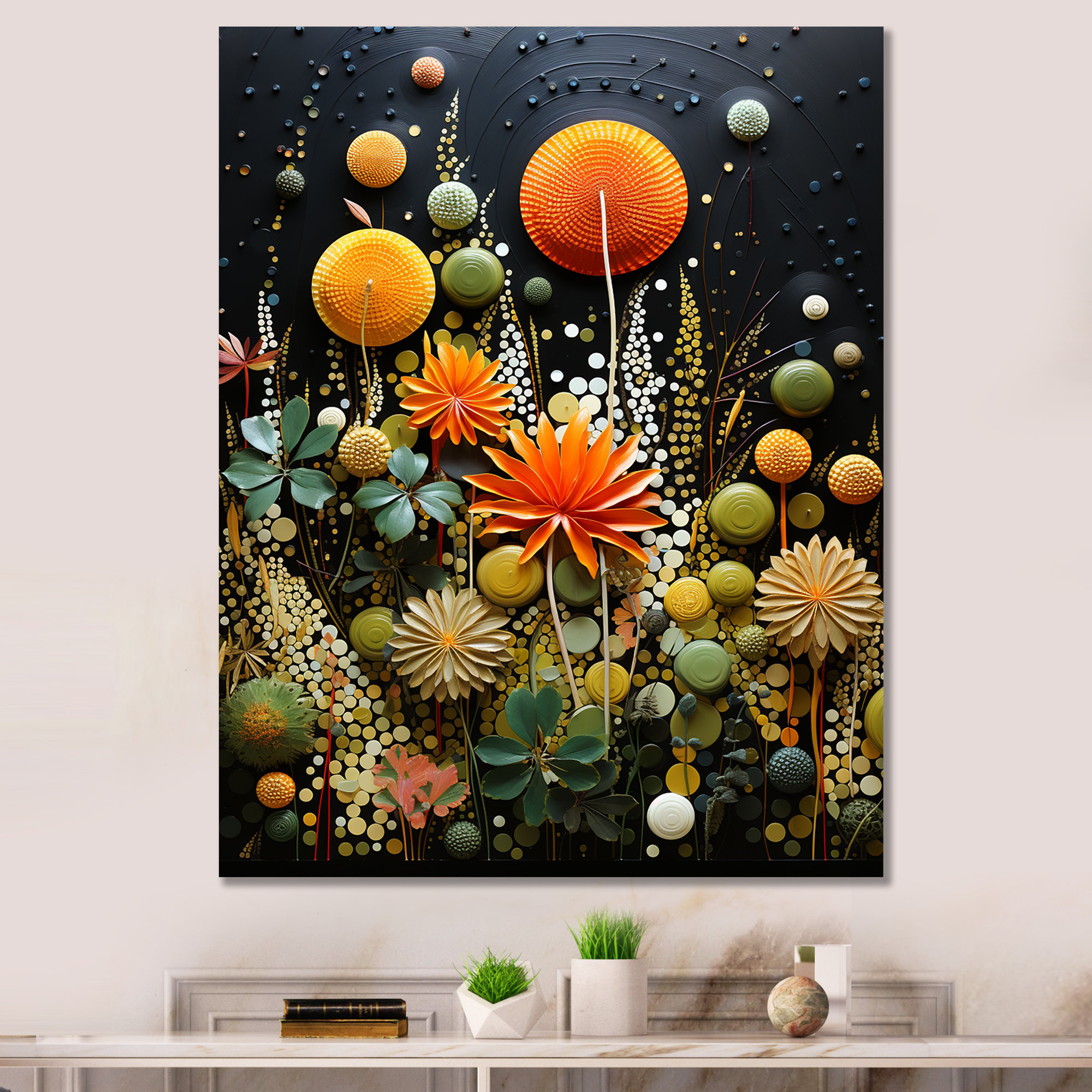 Red Barrel Studio Yoav Orange Mid Century Natures Harmony II On Canvas ...