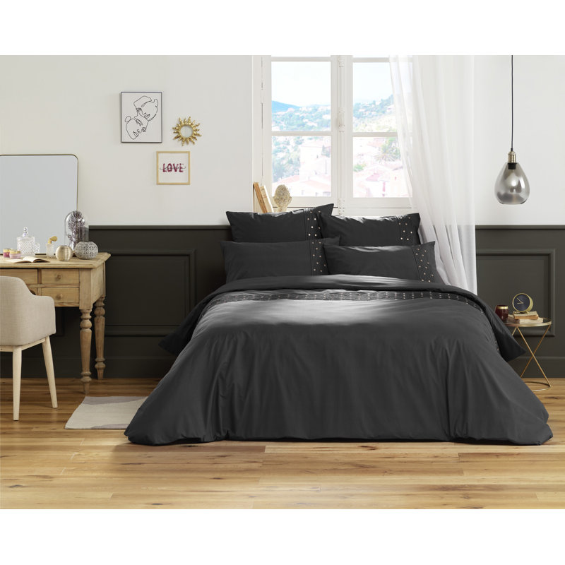 Buckhanon Cotton Solid Colour Duvet Cover, Emperor Duvet Cover, Dark Grey