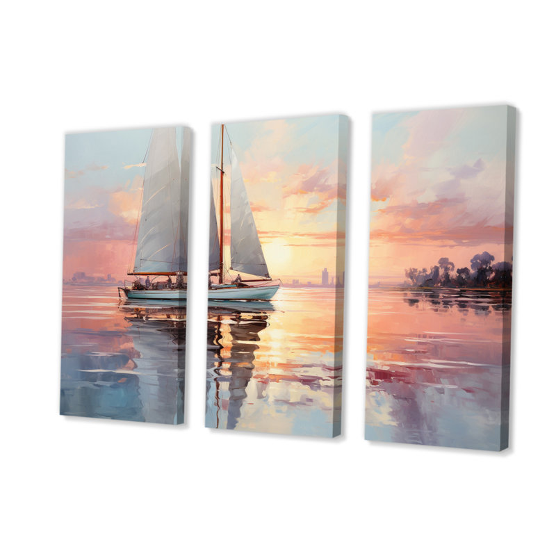«Sail Boat Dreamy Regatta II» sur toile, reproduction de 3 pièces, H 40 po x l 60 po x P 1 po