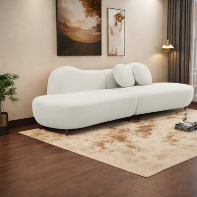 Canapé courbé moderne et modulaire 4 + 1 + 1, tissu bouclé pour la maison
