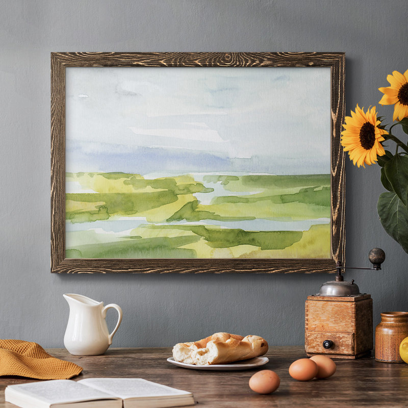 Watery Lowlands III - reproduction de photo sur toile, Cadre noyer, H 14 po x l 20 po x P 1,5 po
