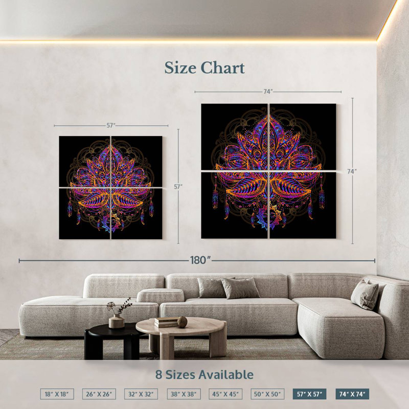 Kerner Colorful Mandala Lotus, 74" H x 74" W