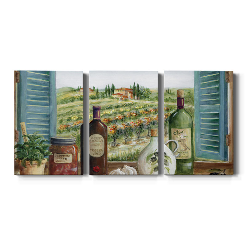 Villa Toscano - Toile tendue avec châssis de qualité supérieure - Prêt à accrocher, H 36 po x l 72 po x P 1 po