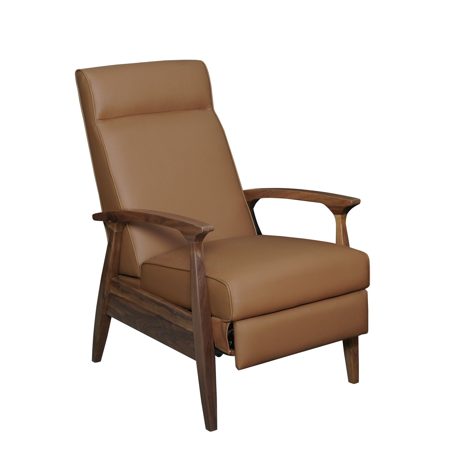 Piedmont Leather Recliner, Brown, Walnut Wood