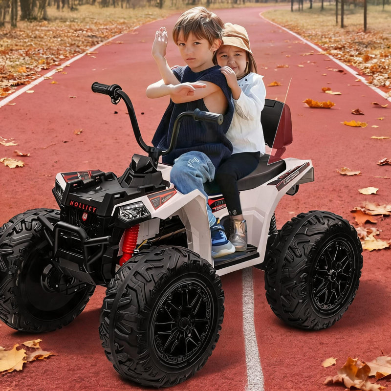 24V Electric Ride-On Car for Kids, 4-Wheeler Quad All-Terrain ATV with Parental Remote, Puncture-Proof Tires, LED Lights & Music. Ideal Gift for Children Ages 3-8