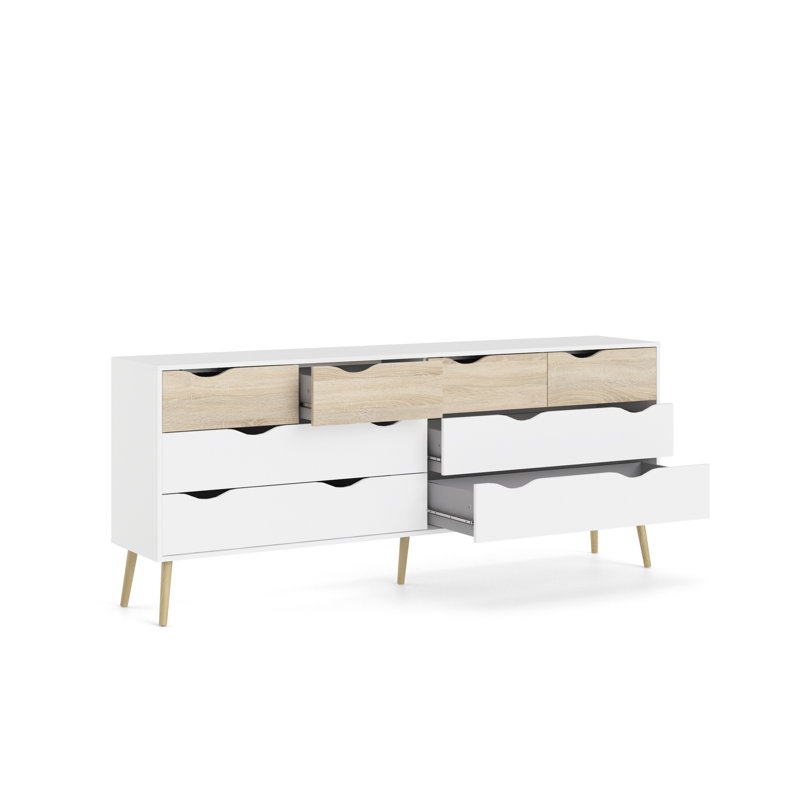 Kosinski 195cm W 8 - Drawer Chest of Drawers, White/Brown