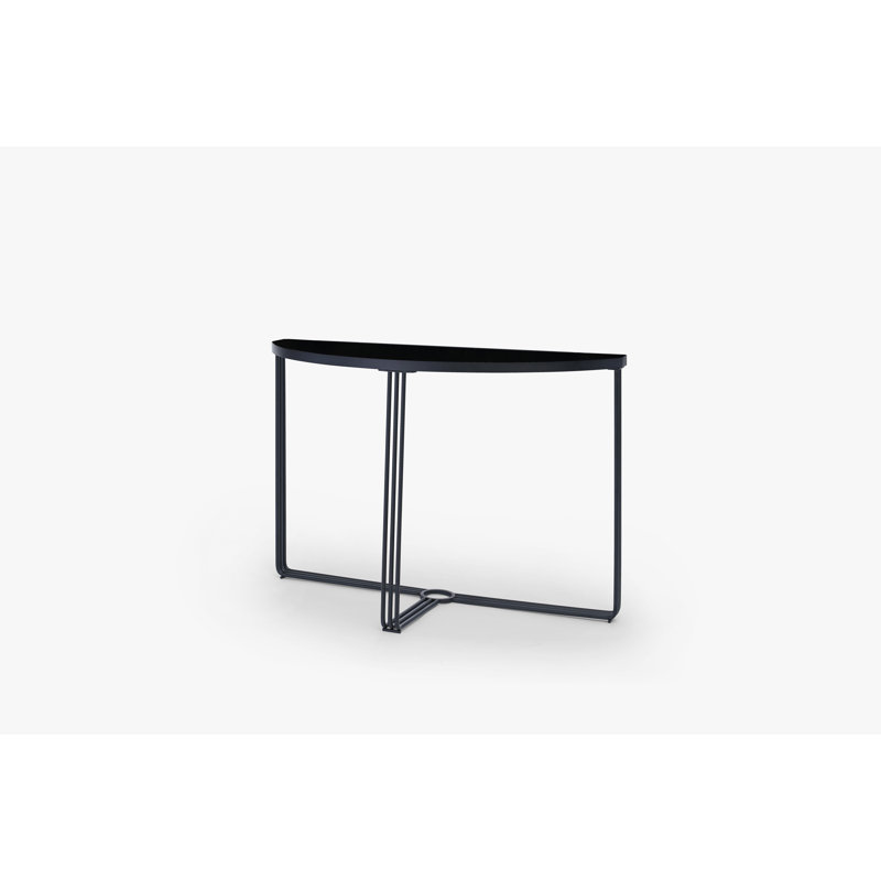 Ariss 109cm Glass Top Console Table, Black , Black 