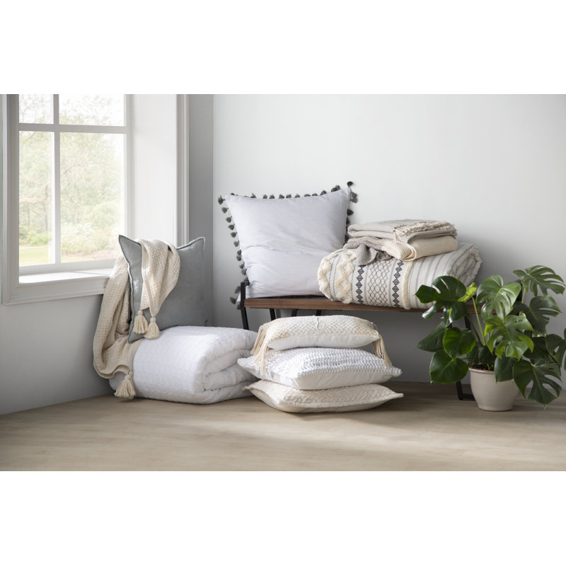 Graciella Collection Linen Reversible Throw Pillow, Blue/Gray