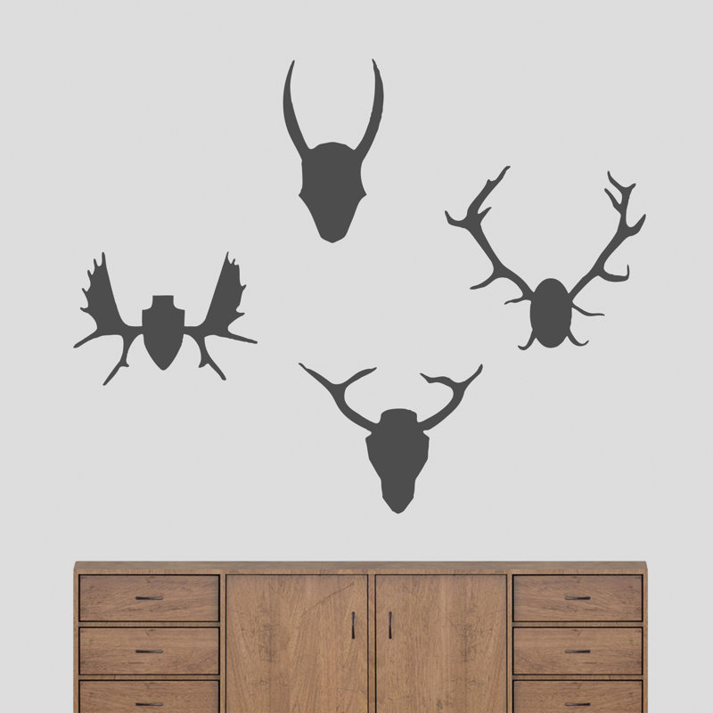 Décalcomanie murale antlers montage Petrucci, Gris foncé