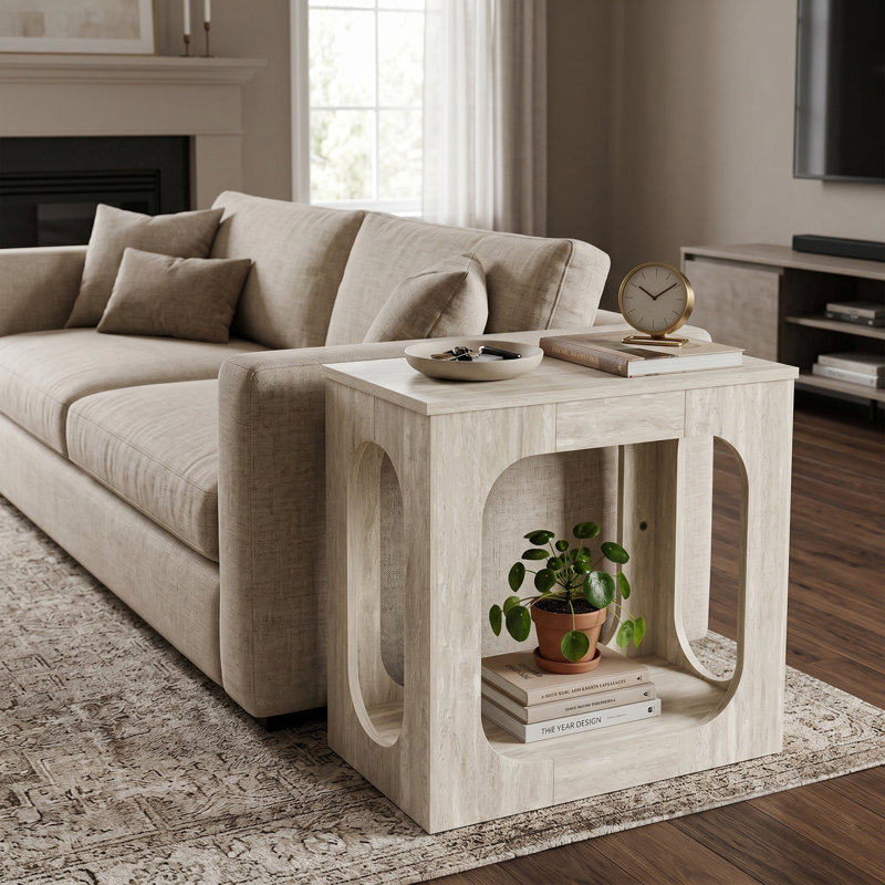Table de bout avec tablette ouverte Inniss, Beige