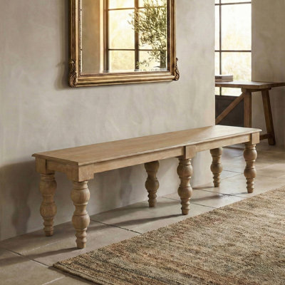 Braydan 70"W Solid Wood Hand-Turned Leg Bench