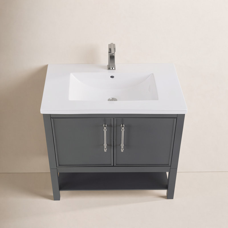 Ensemble de meuble-lavabo simple 30 po Jewell, Gris foncé / nickel brossé