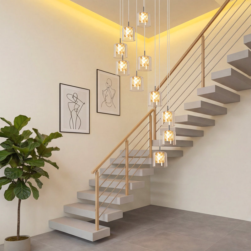Pendant Light 10 - lights G9 glass crystal modern Cluster Pendant - 230CM height adjustable