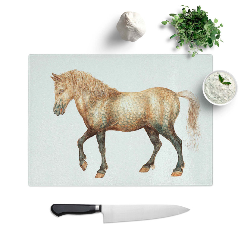 Tempered Glass a Horse Chopping Board, 39 cm W x 28.5 cm L