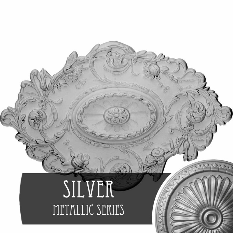 Médaillon de plafond l 30 1/2 po x H 20 po x P 1 1/2 po, Argent